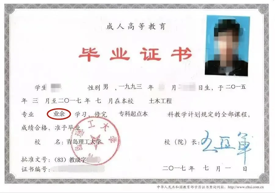 南寧成人高考畢業證書圖片